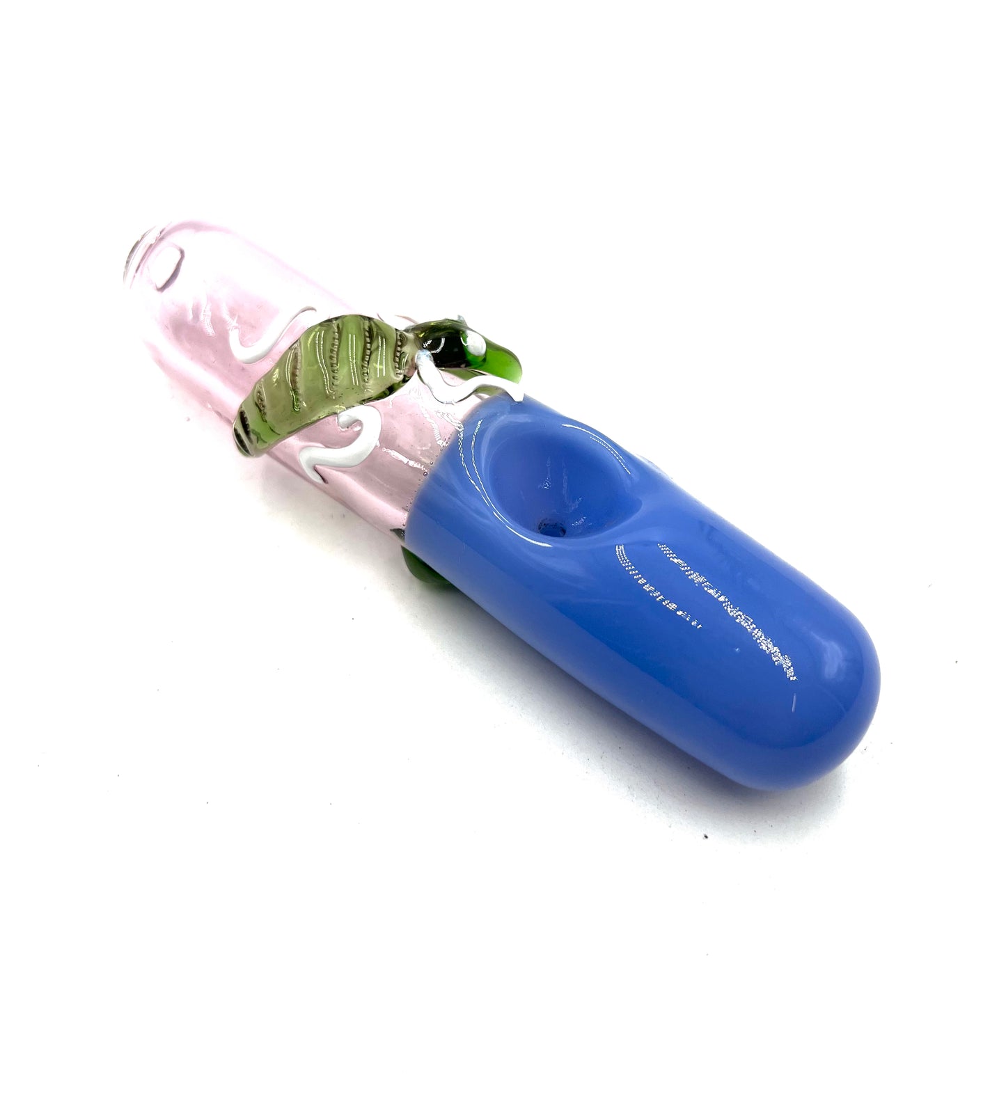 6" Pink & Slime Blue Glass Steamroller