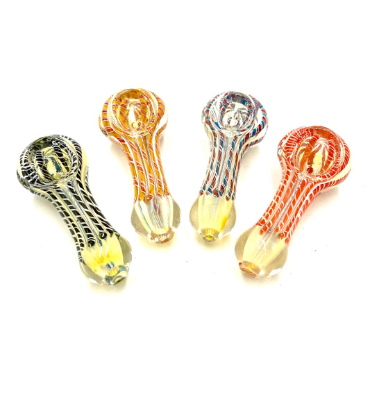 3" Round Mouth Striped Color Fumed Hand Pipe