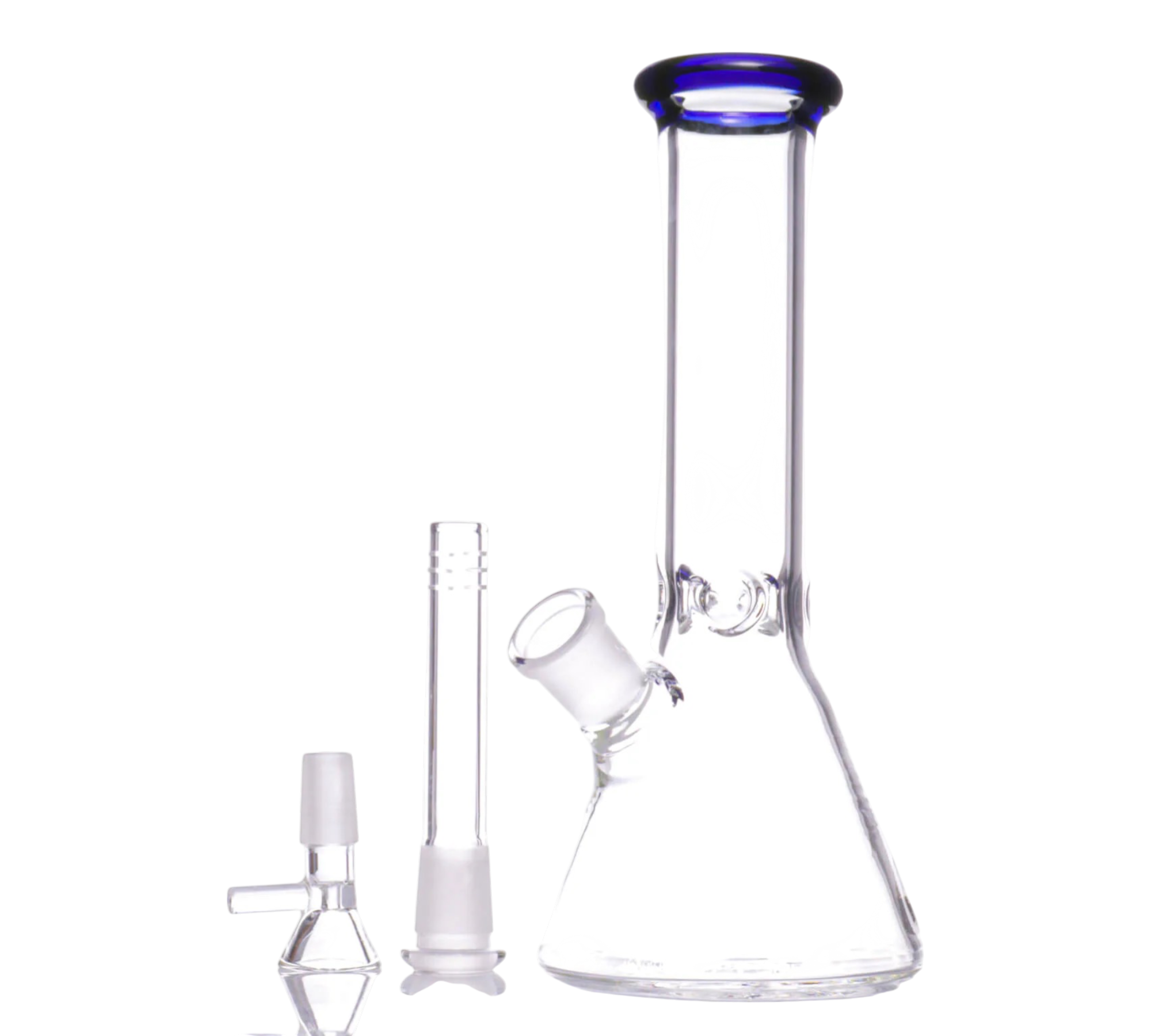 ( CASE OF 50 PIECES ) 8" Color Mouth Clear Beaker Water Pipe