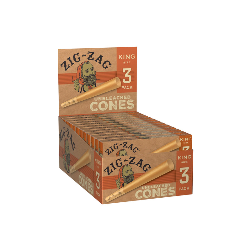 Zig-Zag Unbleached King Size Cones 3ct