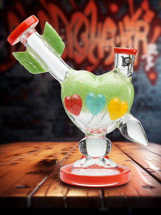Lookah Bong 7.5" Cupid's Heart Water Pipe Green