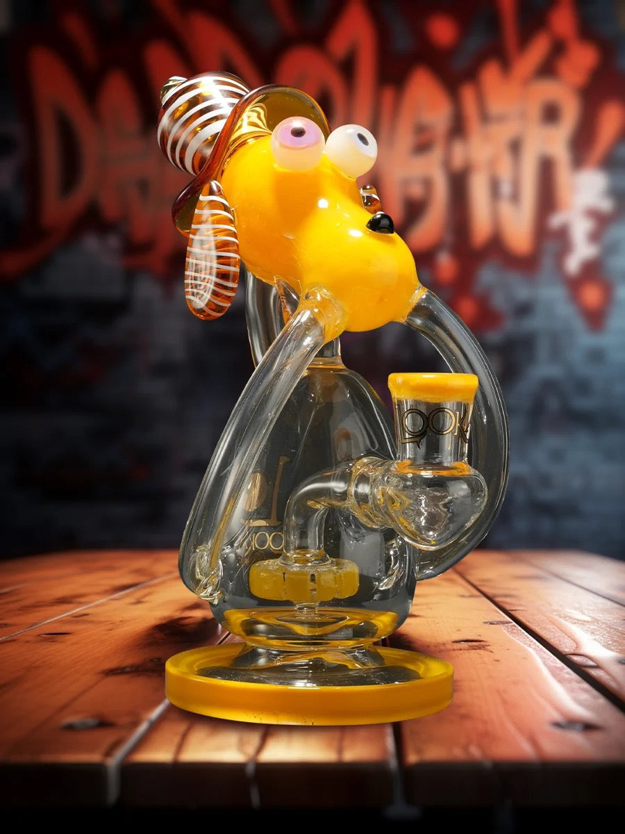 Lookah Bong 8" Striped Dog Recycler Water Pipe