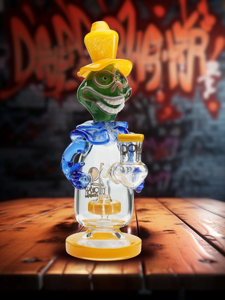 Lookah Bong 9.5" Face-Painted Clown Water Pipe - Yellow