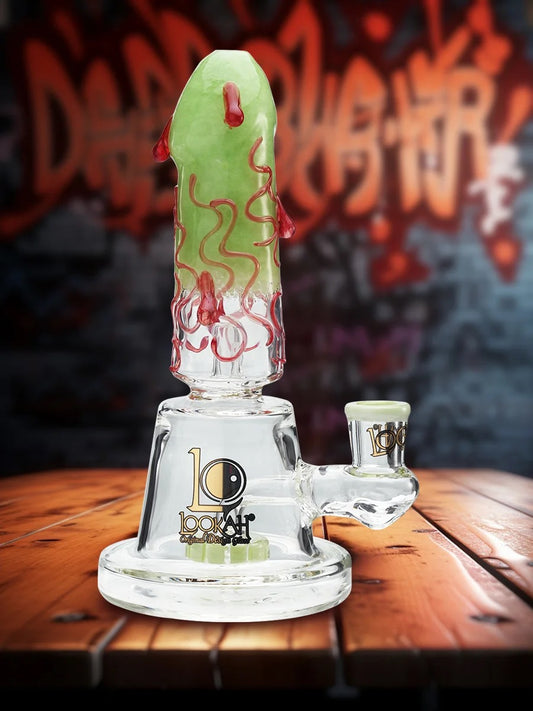 Lookah Bong 9" Showerhead Perc Penis Glass Water Pipe - Green