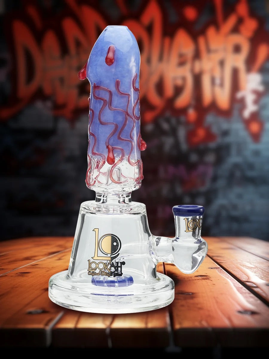 Lookah Bong 9" Showerhead Perc Penis Glass Water Pipe - Purple