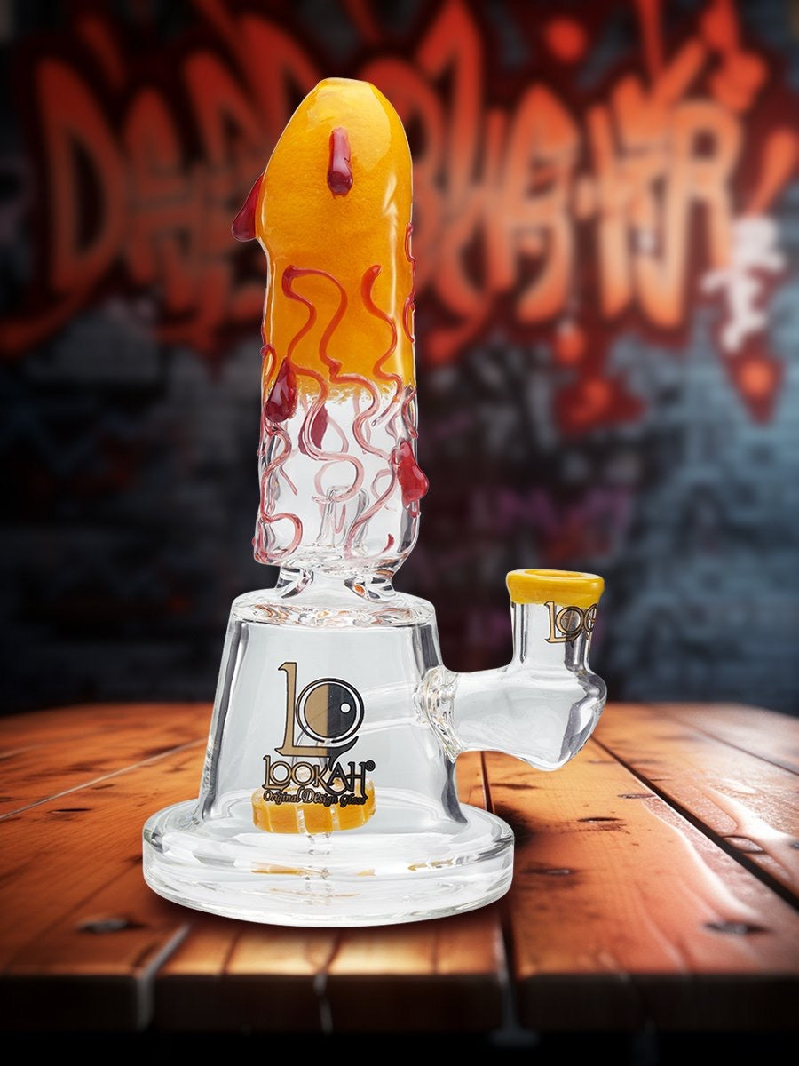 Lookah Bong 9" Showerhead Perc Penis Glass Water Pipe - yellow