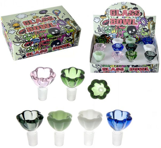 14mm flower Solid Color Glass Bowl 12ct