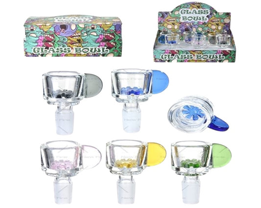 14mm Clear Round Handle Color Glass Bowl 9ct