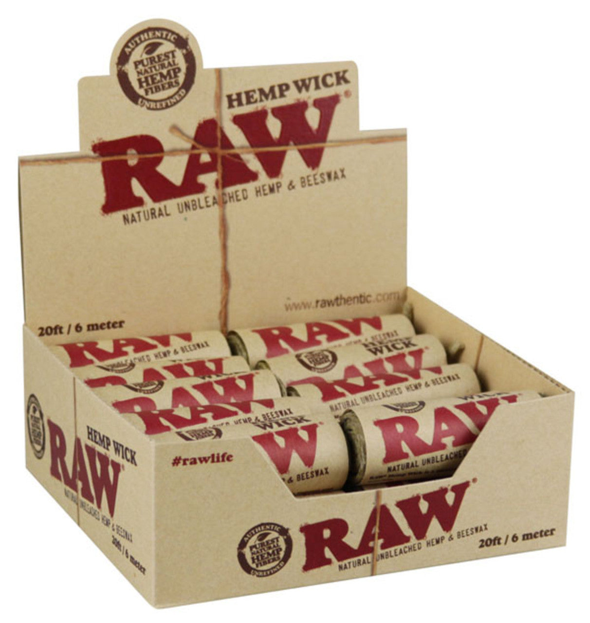 RAW Hemp Wick 20ft 20ct