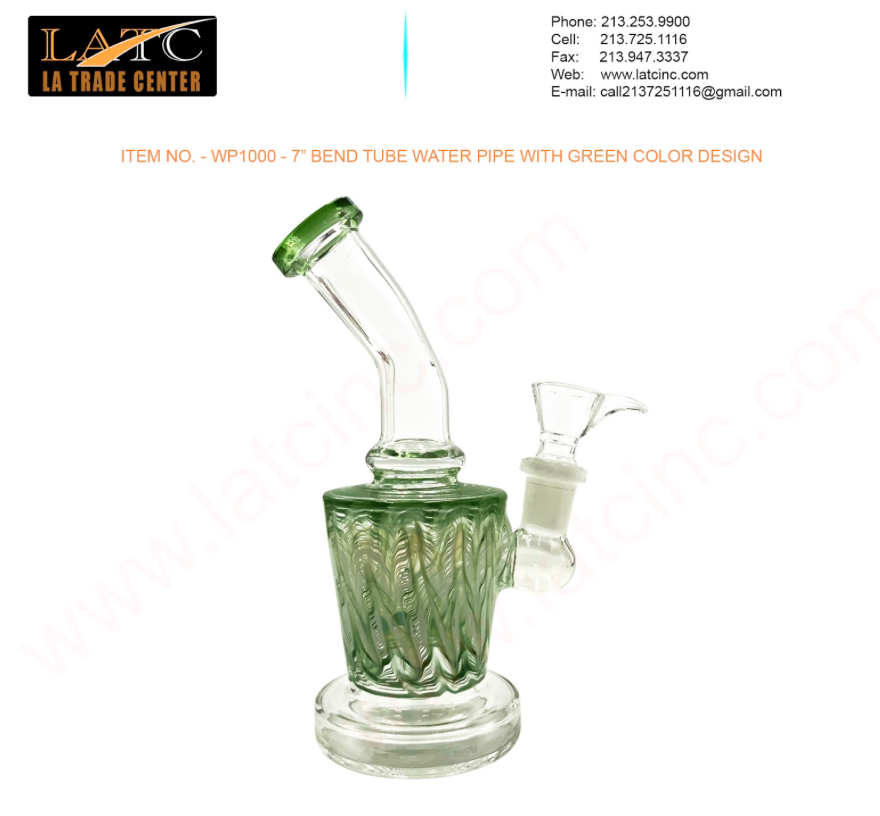 7” BEND TUBE WATER PIPE WITH GREEN COLOR DESIGN