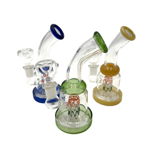 5" Mini Bent Color Mouth & Base Water Pipe