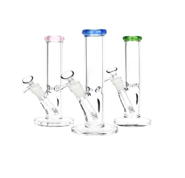 8" Color Mouth Clear Straight Water Pipe