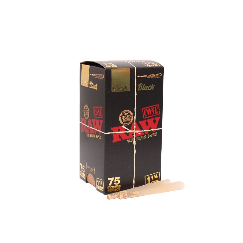RAW Black 1 1/4 Cone 75ct