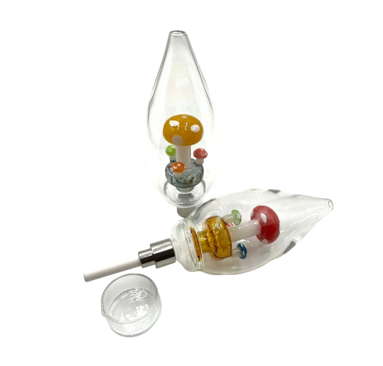 8" Large Bulb Mushroom Perc Ceramic Tip Nectar Straw
