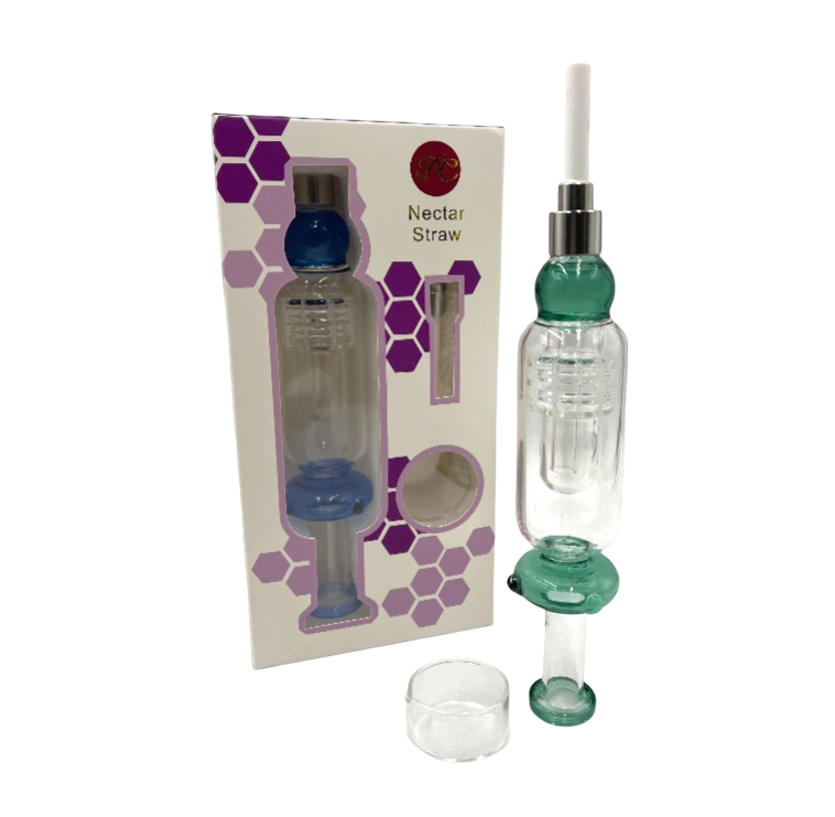 9" Round Tube Matrix Perc Ceramic Tip Nectar Straw
