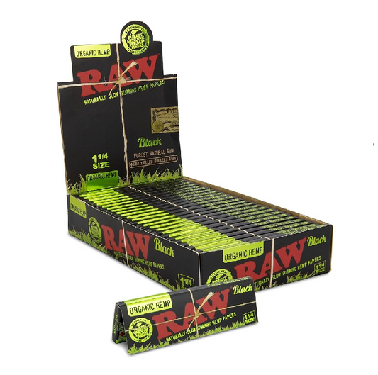 RAW Black Organic Hemp 1 1/4 Paper 24ct