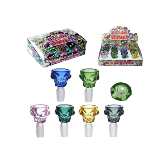14mm Skull Solid Color Glass Bowl 12ct