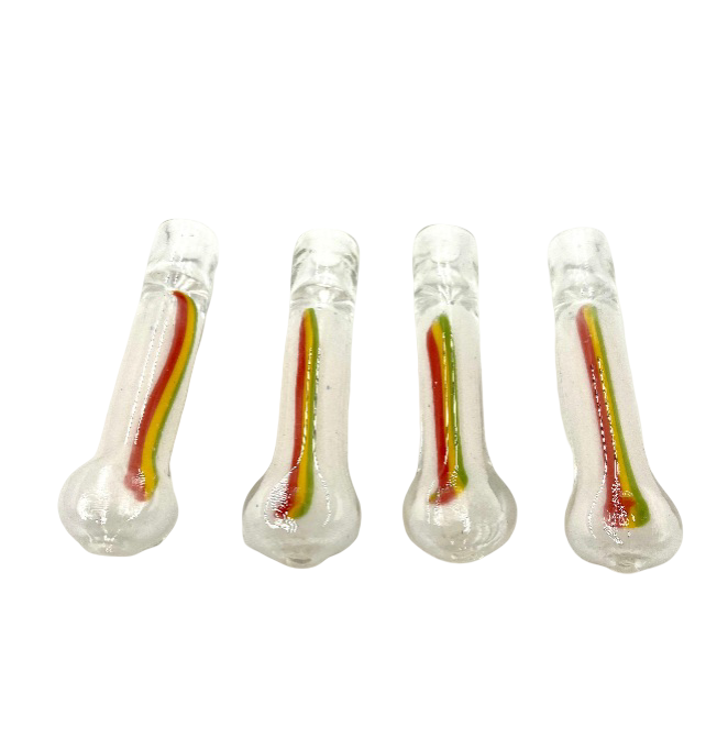 3.5" Inside White Frit Rasta Stripe Chillum