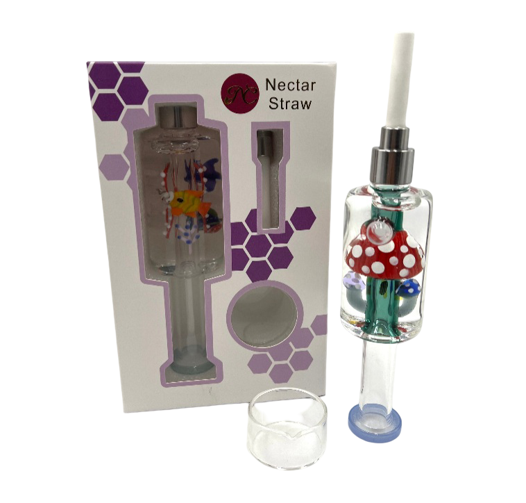 7" Gylcerin Filled Assorted Art Ceramic Tip Nectar Straw
