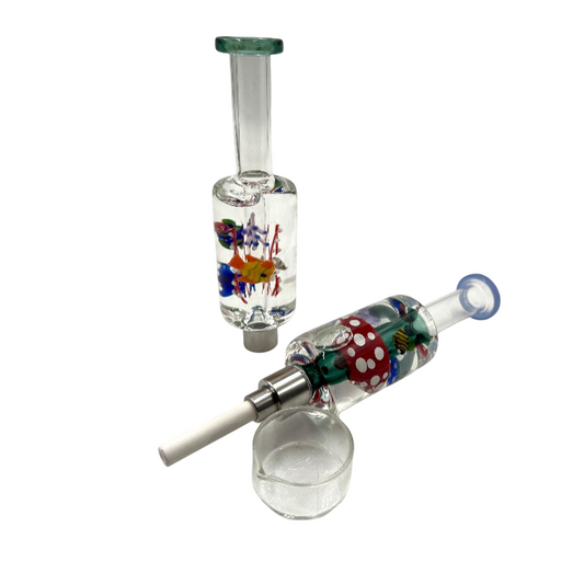 7" Gylcerin Filled Assorted Art Ceramic Tip Nectar Straw