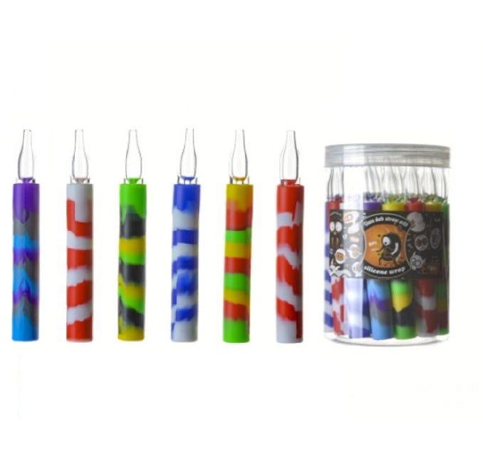 5" Glass Silicone Wrapped Dab Straw 27ct
