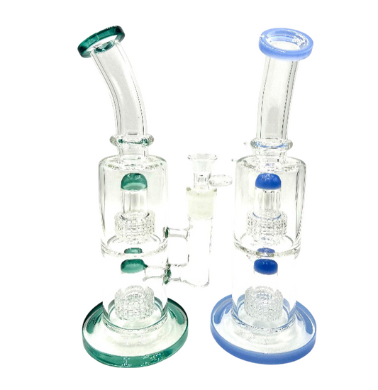 11" Double Matrix Perc Curved Mouth Water Pipe