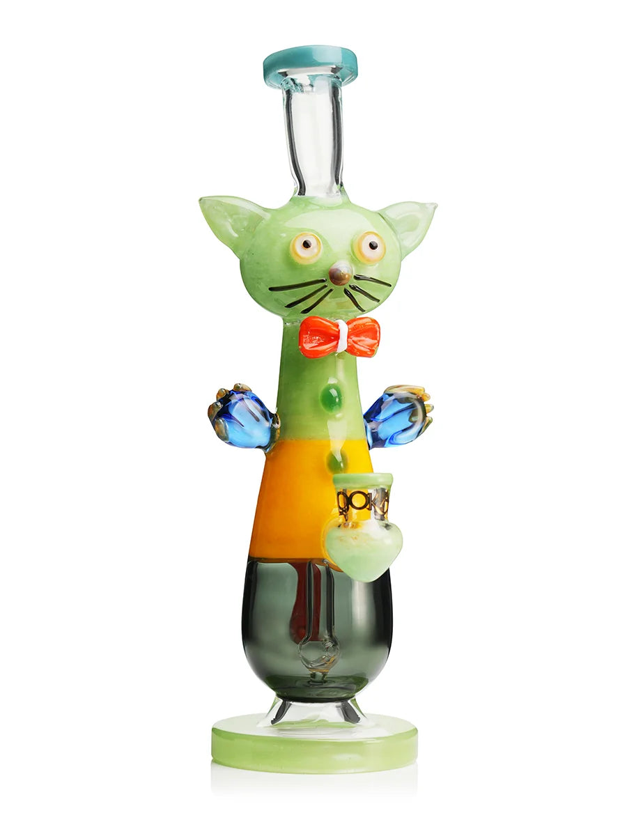 LOOKAH 12" Cute Cat Gentleman Glass Water Pipe (WPC1207)