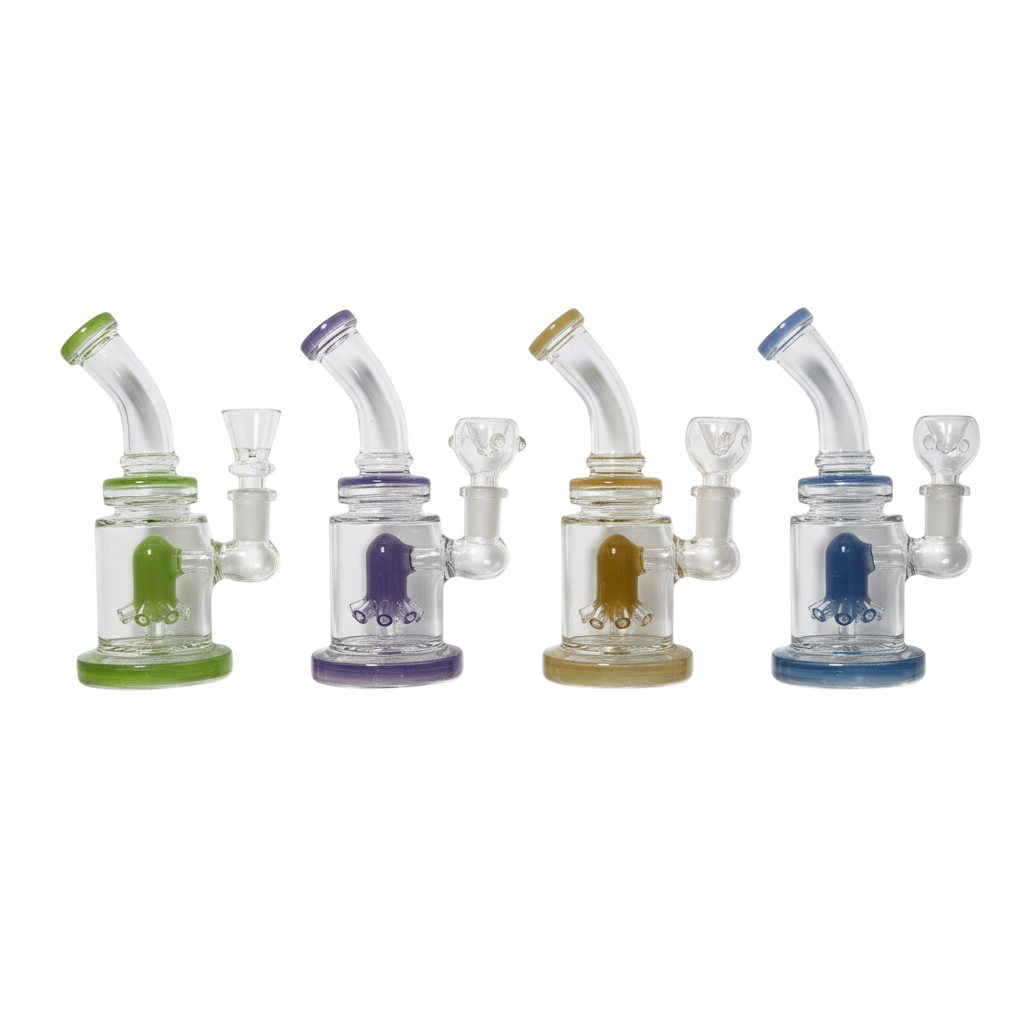 6" Slime Color Curved Mouth Sea Mine Perc Water Pipe