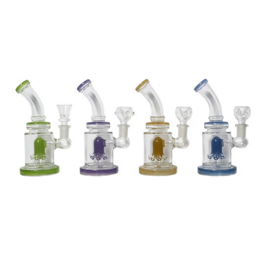 6" Slime Color Curved Mouth Sea Mine Perc Water Pipe