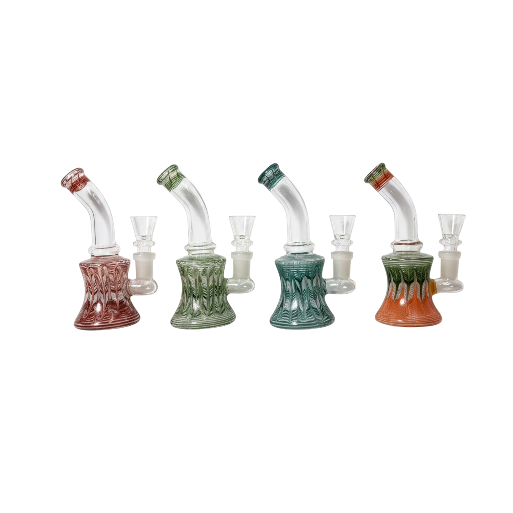 6" Curved Mouth Wrap & Rake Art Water Pipe