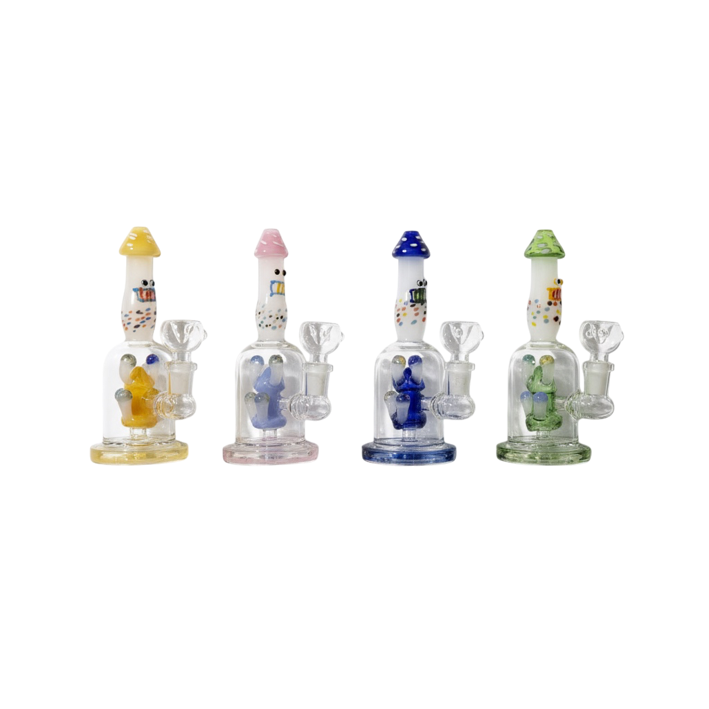7" Mushroom Face & Perc Water Pipe