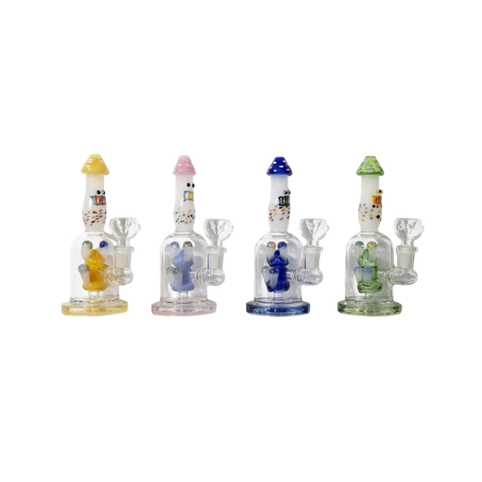 7" Mushroom Face & Perc Water Pipe